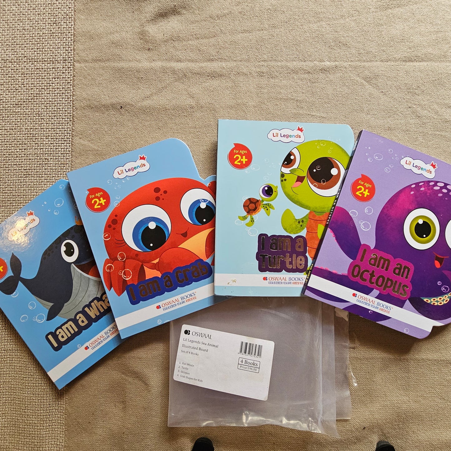 AB000025 - Little Legends Sea Animal Illustrated board Books. Set of 4 Books