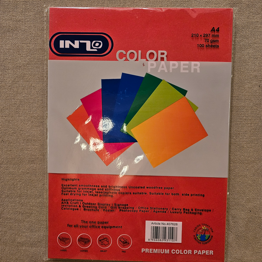 ART000011 - INZO A4 Color Paper 100 Sheets
