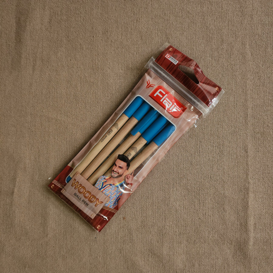 PCC000004 - Woody Flair Ball Pen Blue - 5 Per pack