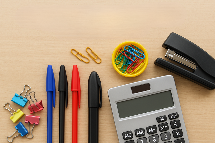 Pens, Clips, Staplers, Calculators
