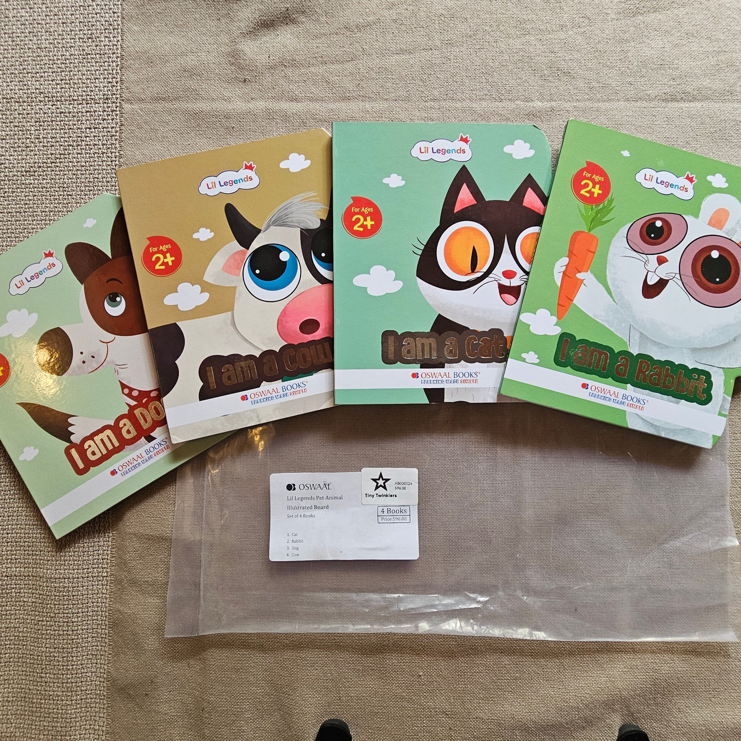 AB000024 - Little Legends Pet Animal Illustrated board Books. Set of 4 Books