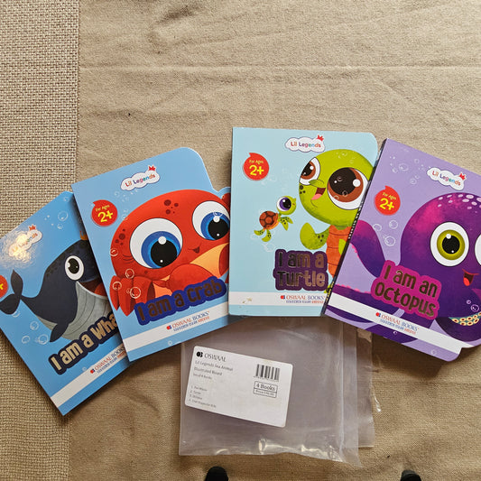 AB000025 - Little Legends Sea Animal Illustrated board Books. Set of 4 Books