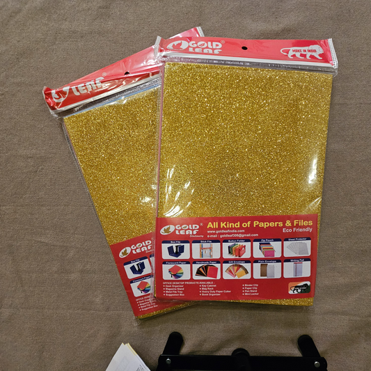ART000010 - Gold Leaf Glitter Color Paper - Thick - 10 Pieces