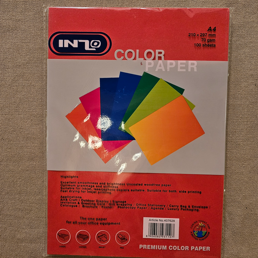 ART000011 - INZO A4 Color Paper 100 Sheets